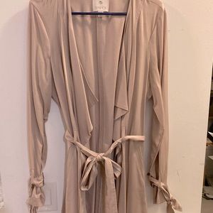 Flowy pink belted trench coat